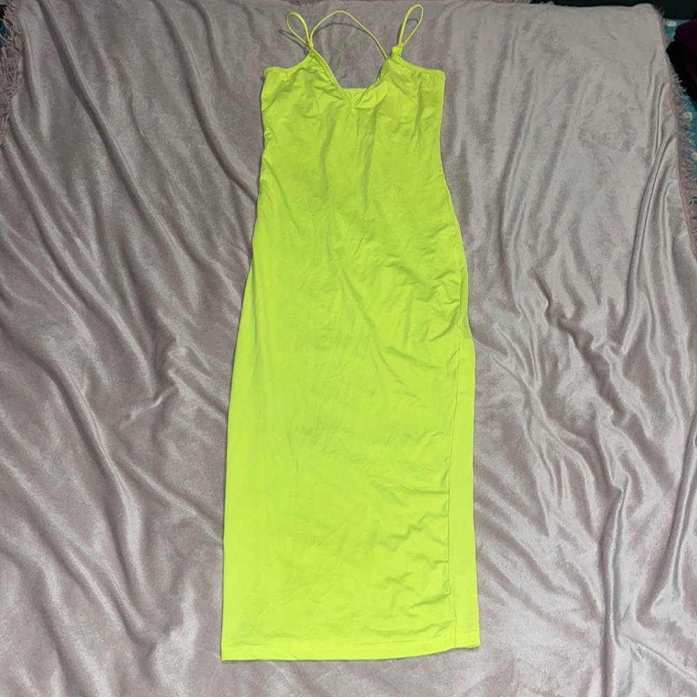 Neon Green Body Con Dress